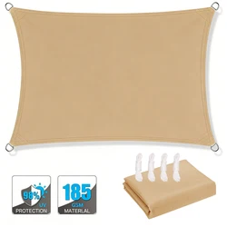 Durable Rectangular Sunshade Sail - Waterproof UV Block Outdoor Canopy - 400cm x 500cm (Sand)