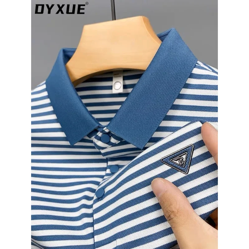 

Brand Luxury Stripes Contrast Color Short-sleeved Polo Shirt Men's Lapel Summer Fashion Business Embroidery Casual T-shirt M-4XL