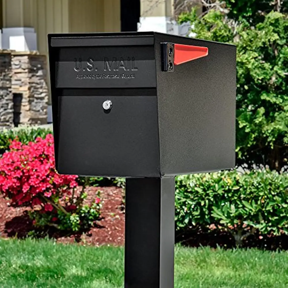 Heavy Duty Steel In-Ground Mounting Post 3 Mailboxes Black Durable Powder-Coated Finish Easy Installation Surface Mount
