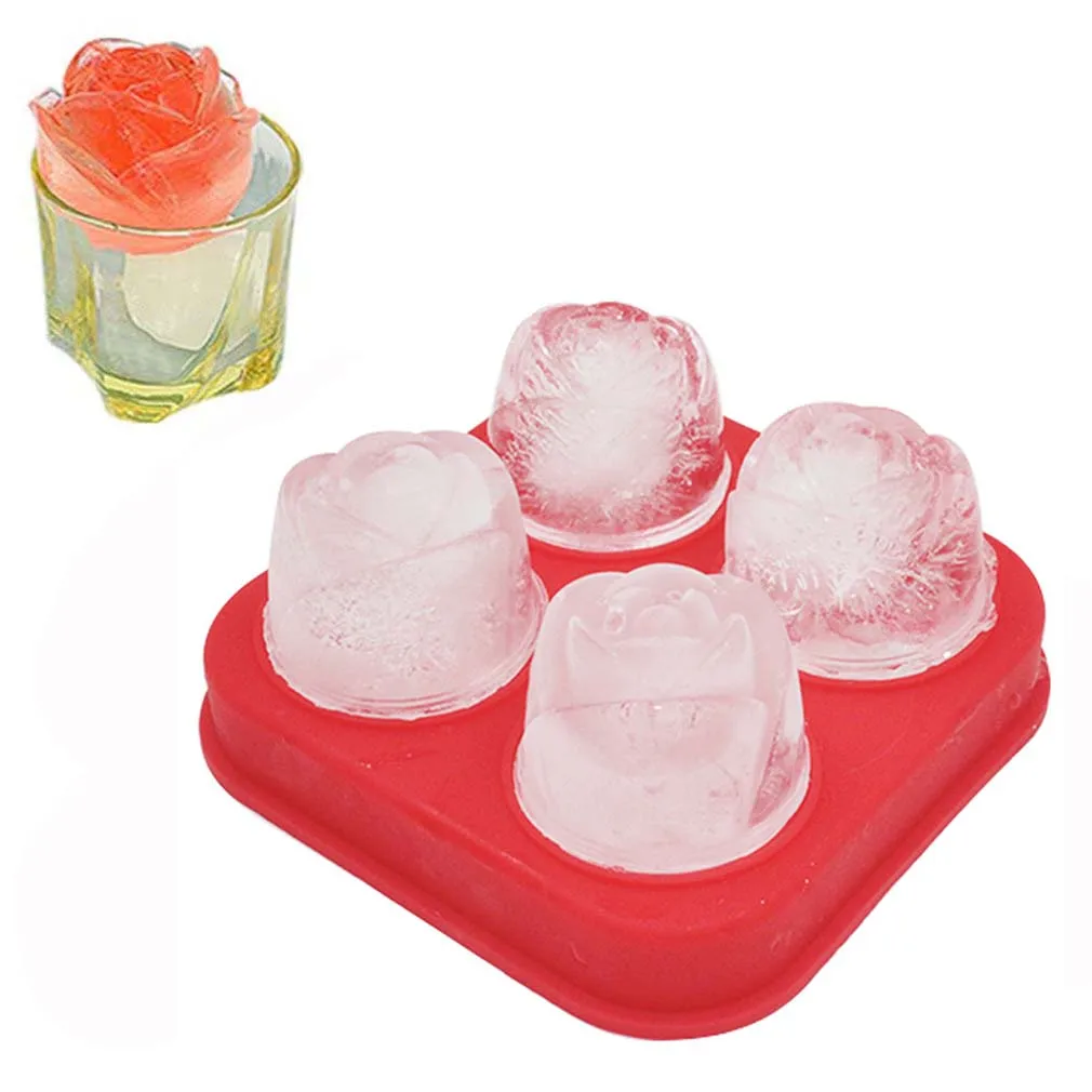 

3D Rose Shape Reusable Cocktail Freezer Bar Tools Freeze Mold Mould Ice Cream Ball Maker Ice Cube Mold