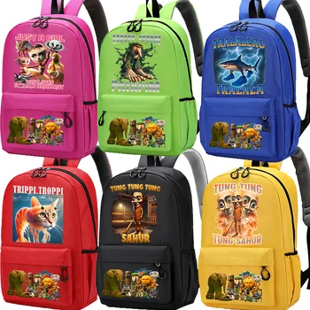 Zaino italiano Brainrot Animals Meme Zaino per bambini di grande capacità Zaino da uomo Cartoon Telala Divertente squalo Zaino da scuola alla moda 1