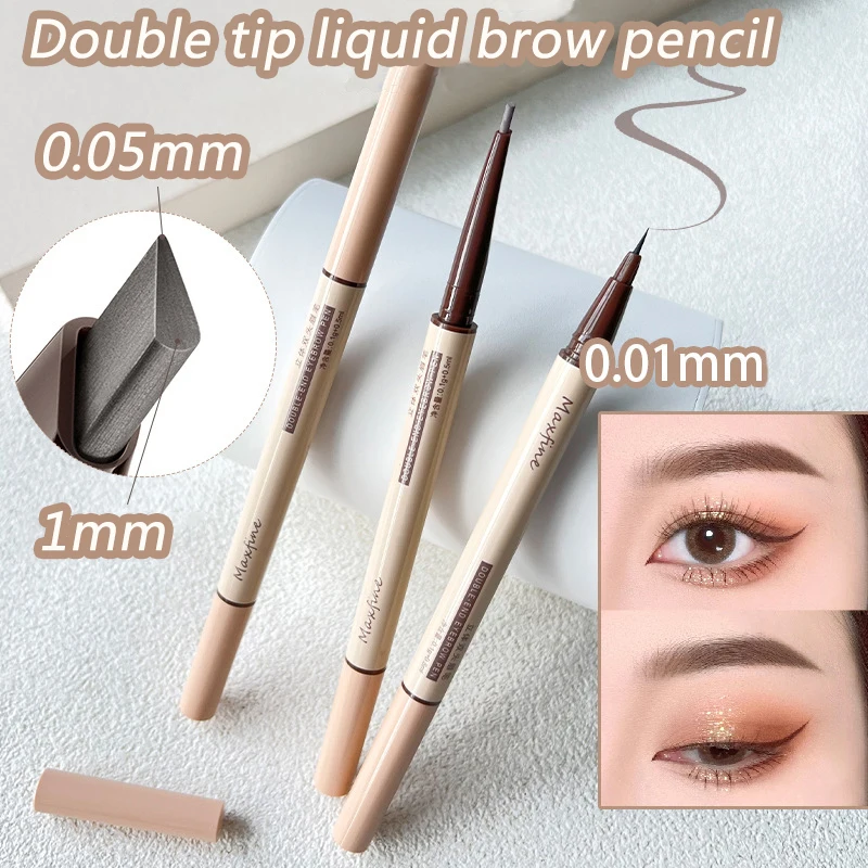 Doublehead liquid Eyebrow pencil Lying silkworm waterproof Black brown Natural Point mole wild Eyebrow pen aegyosal liner Makeup 4