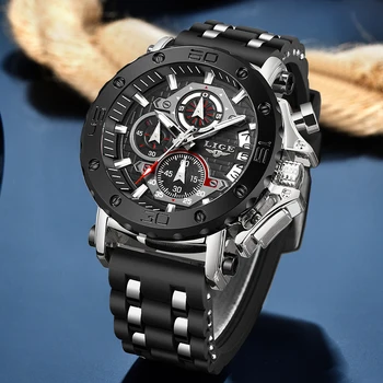 LIGE 2023 New Fashion Silicone Watch Men Casual Men's Military Watch Top Brand Luxury Sports Chronograph Clock Relogio Masculino