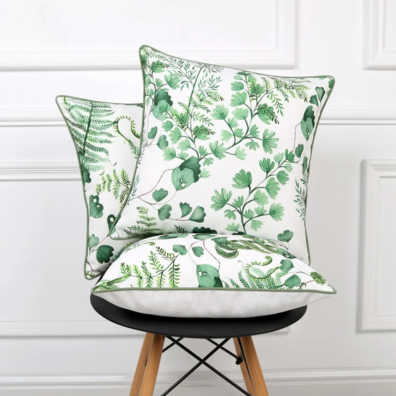

Наволочка с принтом зеленые листья полиэстер с бахромой 45x45 см папоротник растение для украшения дома наволочка для гостиной диван-кровать