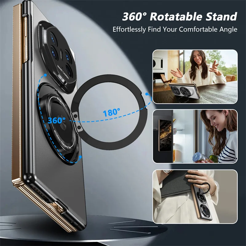 Magnetic Lens Stand Matte ShockProof Soft Silicone Case - Skin-Friendly Protection Cover