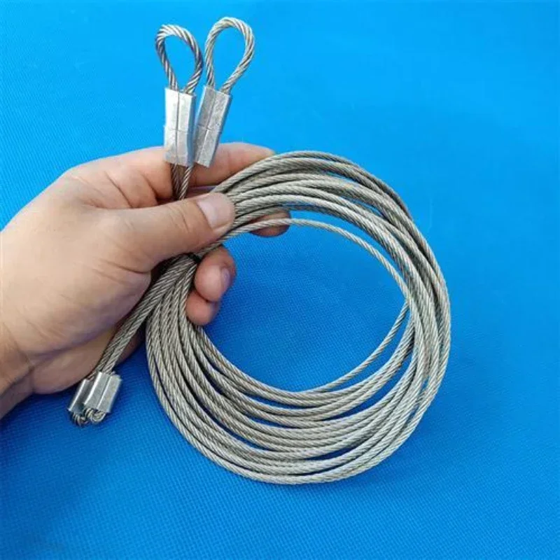 Câble En Acier Galvanisé Avec Ressort De Torsion Pour Porte De Garage Sectionnelle - Diamètre 2,5 Mm, Longueur ~2,65 M - Avec Boucle Fermée