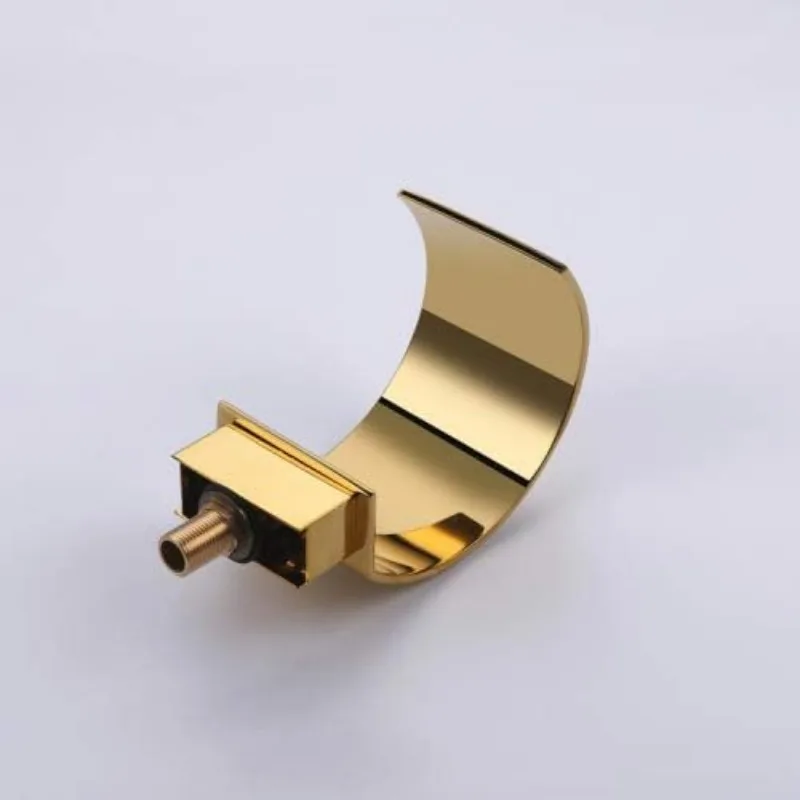 Elegant Waterfall Double Handle Bathroom Sink Faucet Arc Waterfall Spout Bathtub Filler Faucet with Three Holes Widespread 4