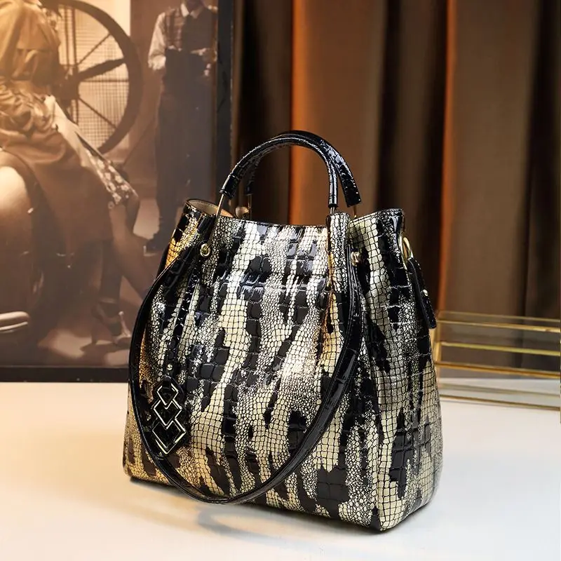 

New Fashion Ladies Bucket Handbags Women Genuine Leather Tote Shoulder Bags Designer Crossbody Bags