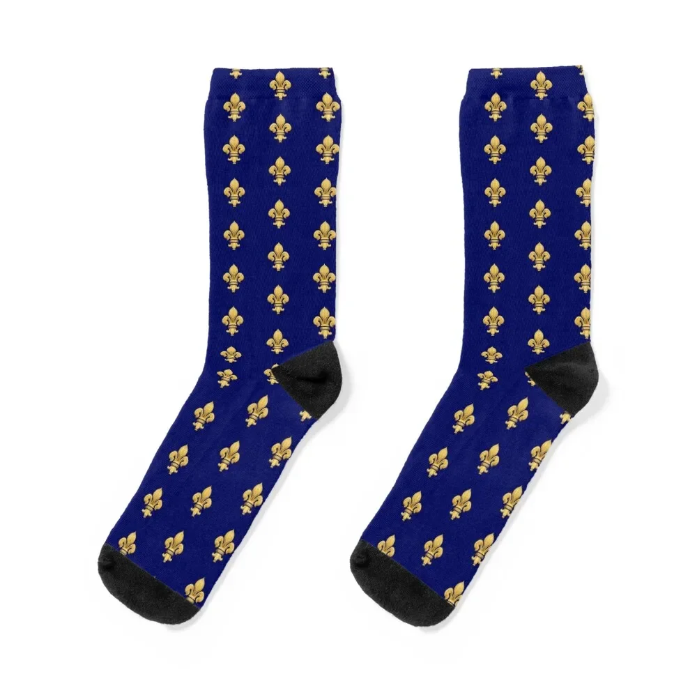 

Royal Fleur de Lys Blue Socks new in's Crossfit cool Boy Child Socks Women's