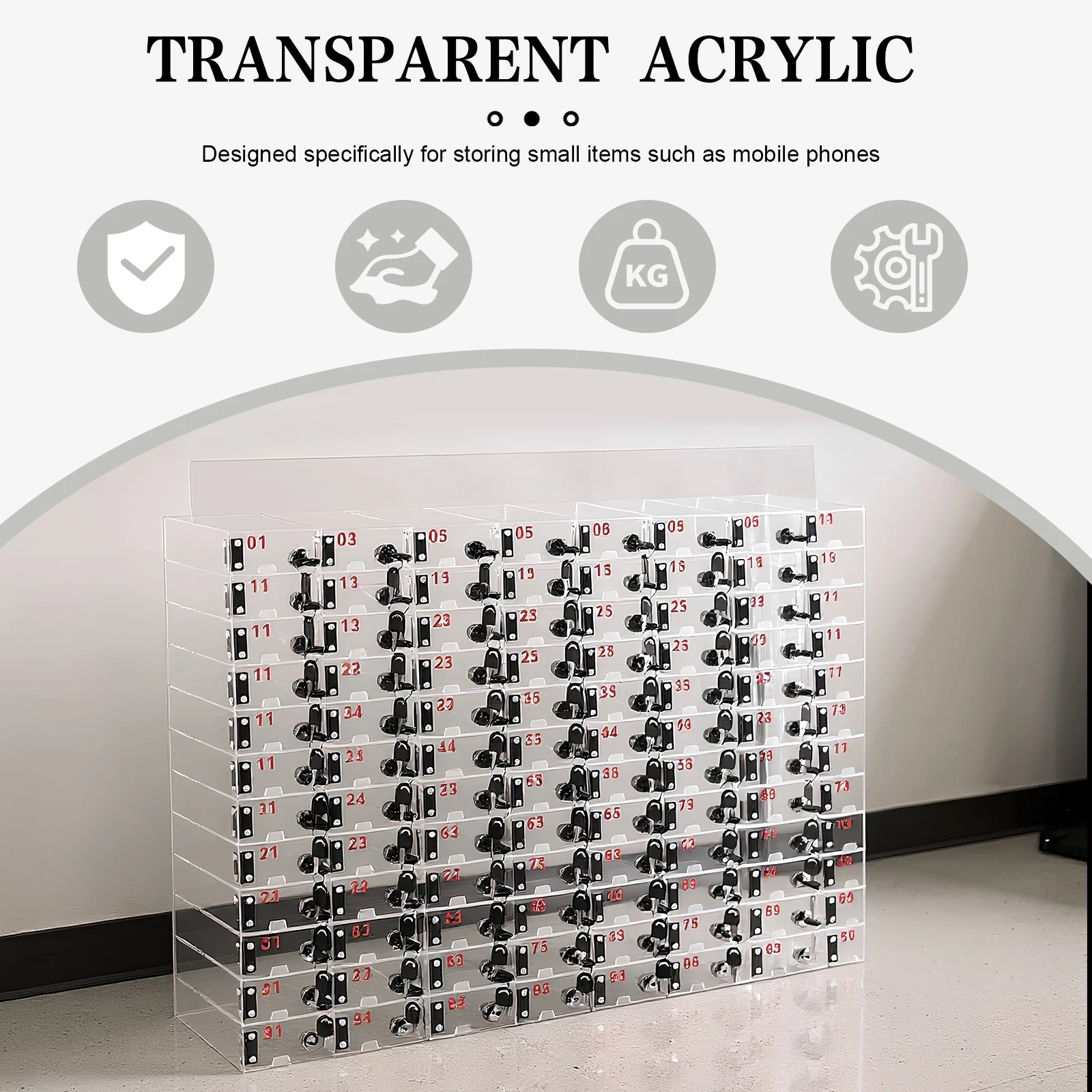 Clear Acrylic Cell Phone Storage Locker Cabinet