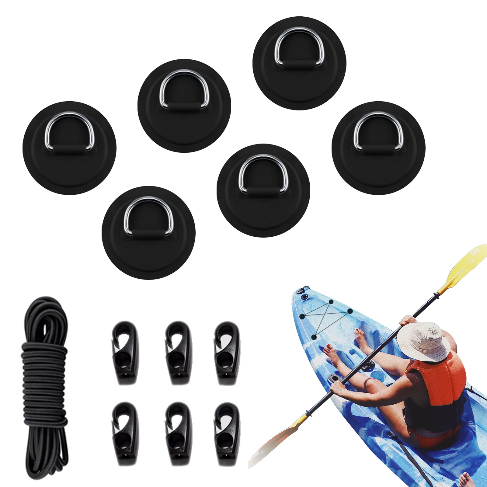 

D-образное кольцо, ПВХ пластырь, 2,5 м, Эластичный банджи-веревка, фиксированная яркость, для надувной лодки, плота, каноэ, Каяка, доски для серфинга, весла