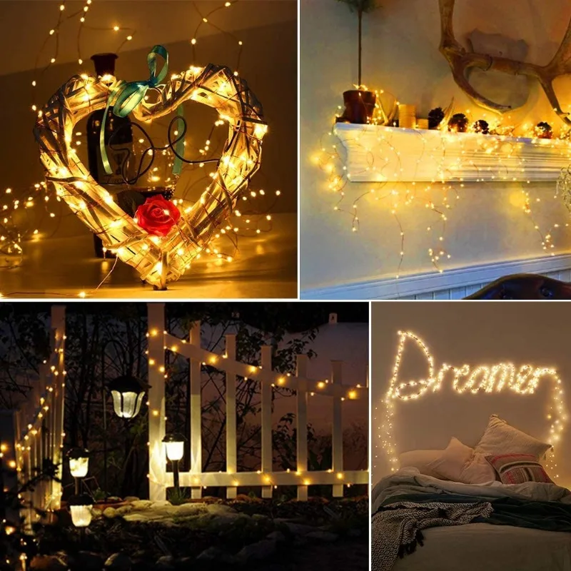 5M 10M Waterproof USB Battery LED Lights String Copper Wire Fairy Garland Light Lamp Christmas Wedding Party Holiday Lighting decorative lights led string lights led fairy lights string lights