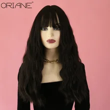 

ORIANE Chocolate Color Synthetic Wigs For Women Long Wavy Bangs High Temperature Fiber Wigs Natural Soft Lolita Cosplay Wigs