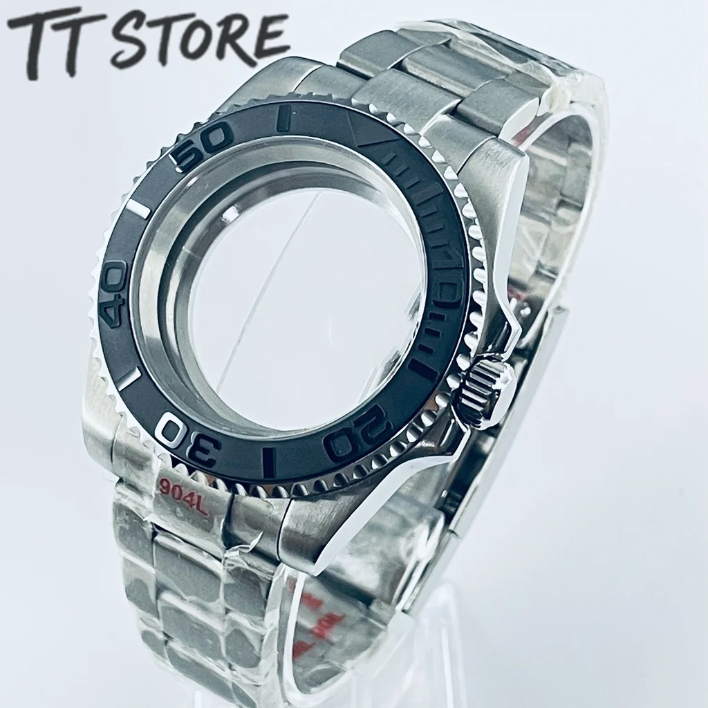 Silver 40mm Watch with Ceramic Bezel and Sapphire Case
