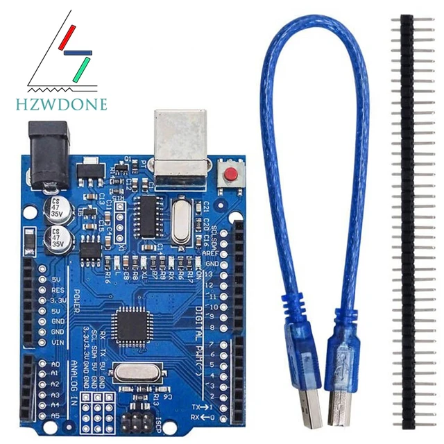 UN0 R3 Board ATmega328P Development Board with Pin Header and Cable Compatible with Arduino IDE Projects 1