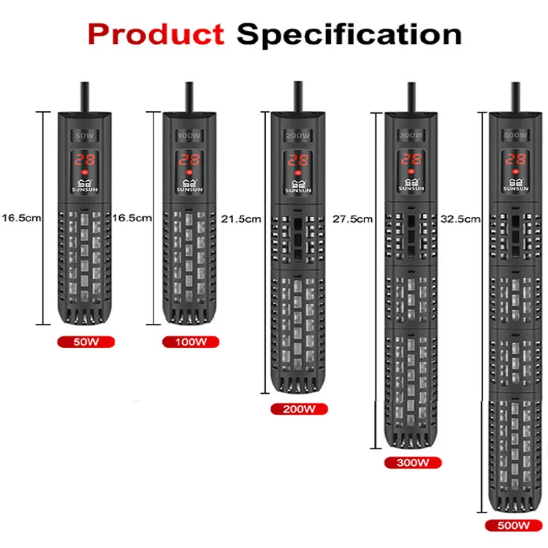 christmas fish tank decor SUNSUN Aquarium Heater Submersible Fish Tank LCD Display Digital Adjustable Water Heating Rod Constant Temperature Control 500W algae scraper