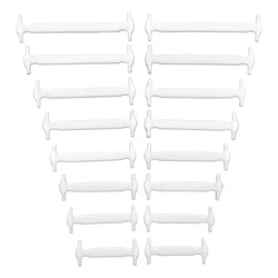 Silicone No - Tie Elastic Shoelaces - Pack of 16, Creative Lazy Laces (WHITE)