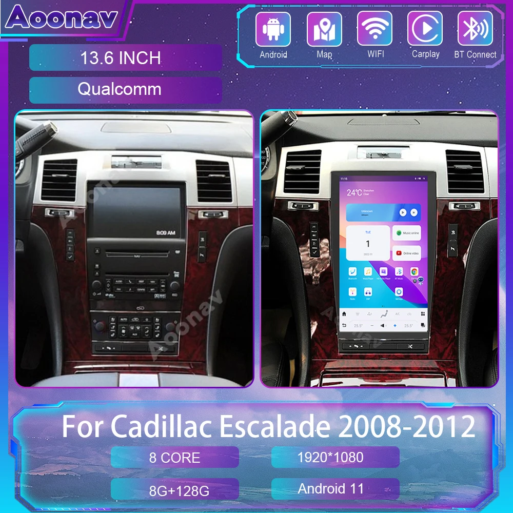 

Android 11 Car Radio For Cadillac Escalade 2008-2012 13.6 Inch Qualcomm Multimedia Player GPS Navigation Stereo Wireless Carplay