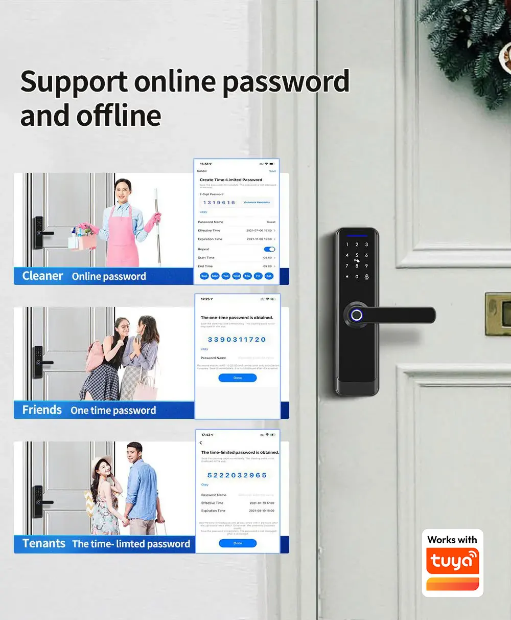 Zigbee Smart Lock Work with Tuya App Core Cylinder Home Security Door Lock Encry