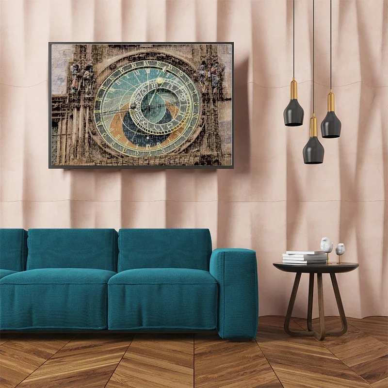 36*50.8cm Paper Jigsaw Puzzle 500pcs Astronomical Clock Street Scenery Landscape Painting Creative Stress Relief Christmas Gifts 6