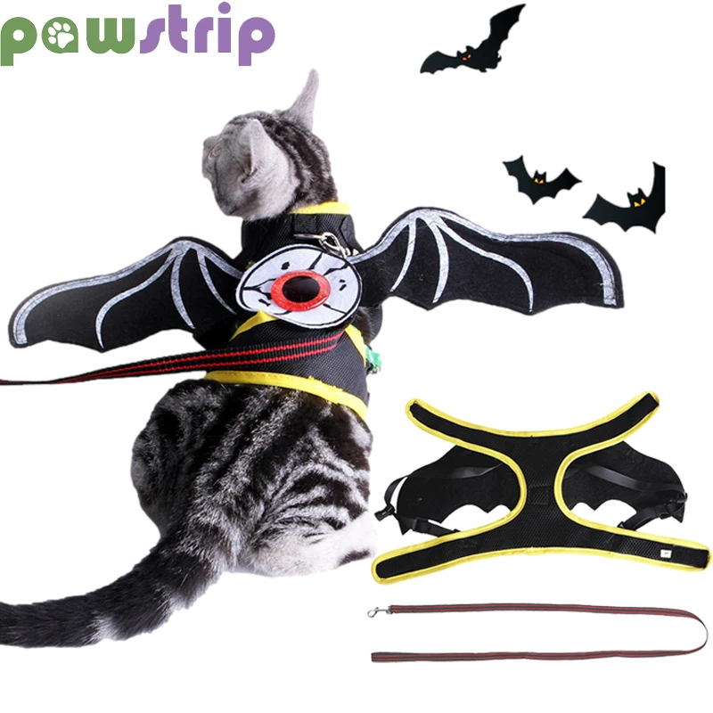 

Halloween Cat Harness Leash Set Adjustable Funny Bat Shape Pet Outdoor Walking Traction Rope For Small Medium Dogs Cat Supplies