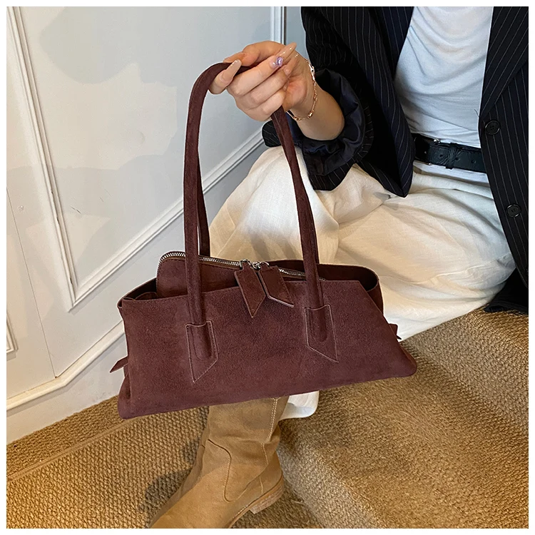Brand Irregular Women' Tote Bag Suede Shell Handbag Niche Design Frosted Shopping Bag Fashion Travel Shoulder Bag