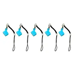 5 - Pack Silicone USB Drive Protective Covers with Lanyards - Soft, Elastic, and Dustproof (Blue)