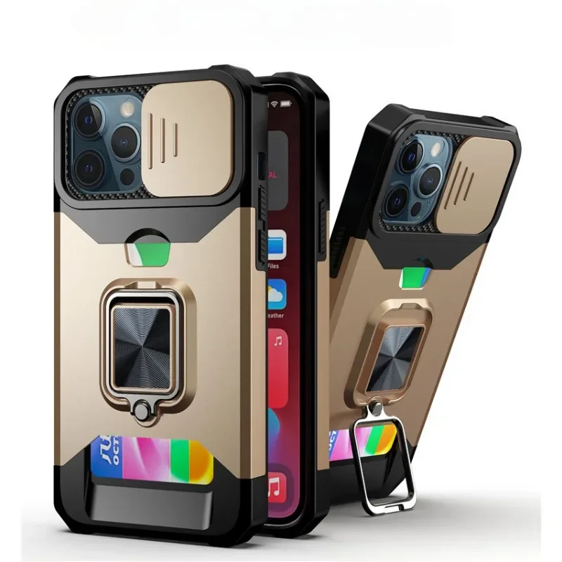 Universal 360° Magnetic Phone Case with Ring and Card Holder - Protective Cover