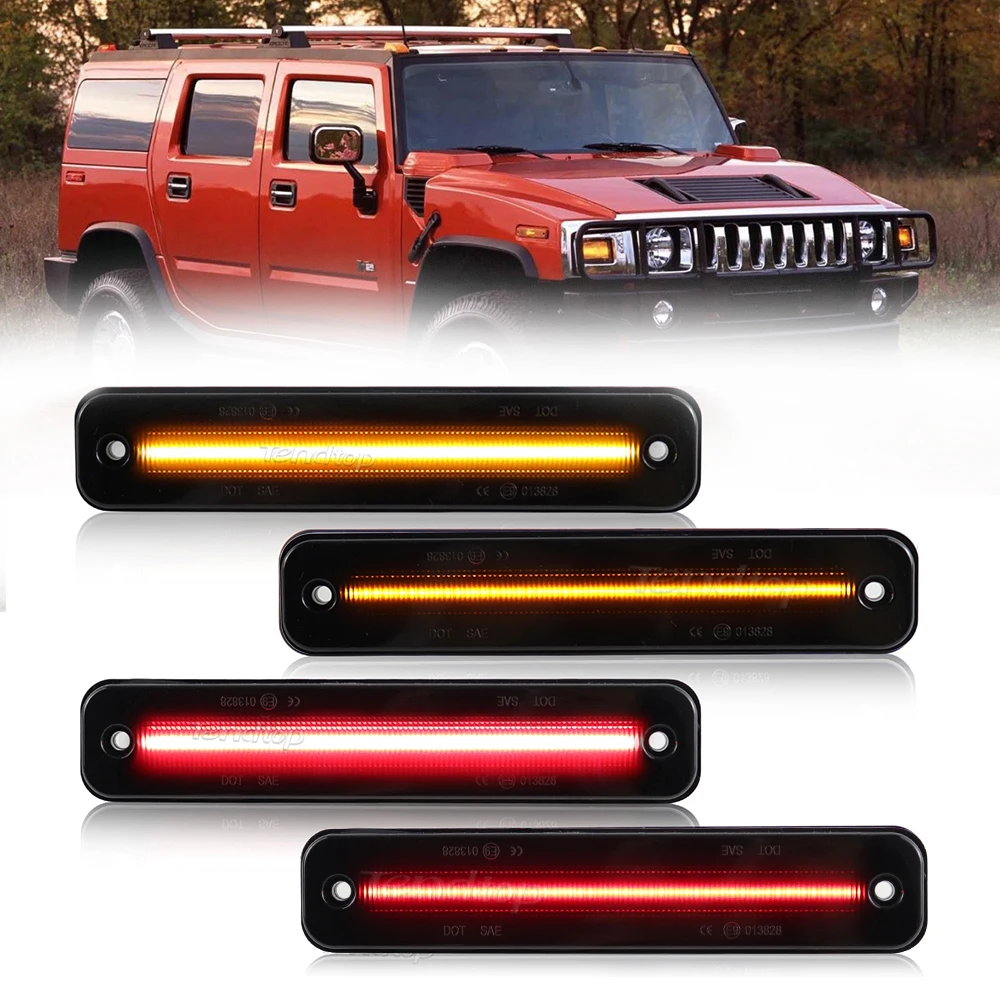 

Red Amber Smoked Lens Led Flashing Side Marker Lights Front / Rear Fender Light Turn Signal Repeater For Hummer H2 2003-2009