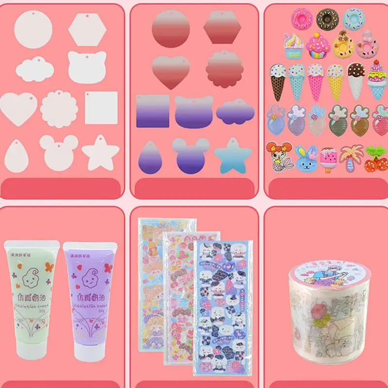 Cute Cartoon Stickers Cream Glue DIY Guka Card Set Goo Card Sticker Gift Box Children Gifts Ins Craft Material Kit Creative Toy