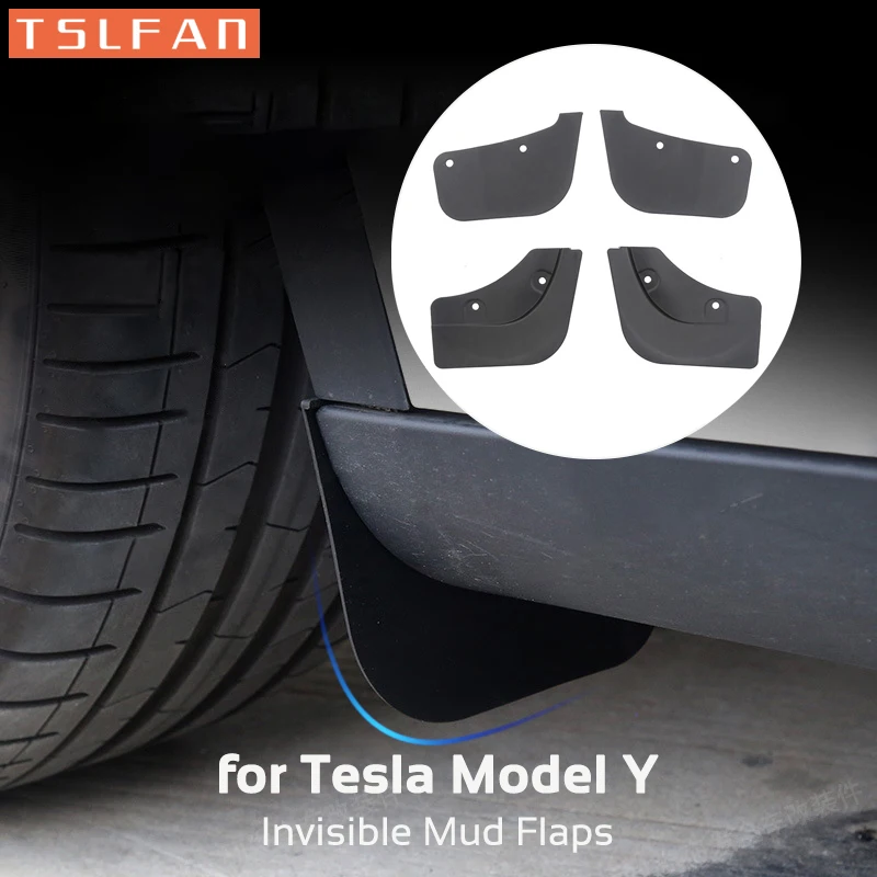 for Tesla Model 3 Y 2021-2023 4pcs Invisible Mud Flaps Wheel Mudguards TPE Mudflaps Front Rear Splash Fender Car Accessories
