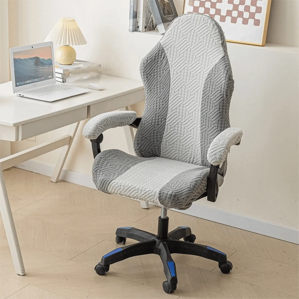 3D Jacquard Esports Chair Covers Color Block Washable Gaming Chair Covers Dust-Proof Elastic Office Chair Covers Computer Desk