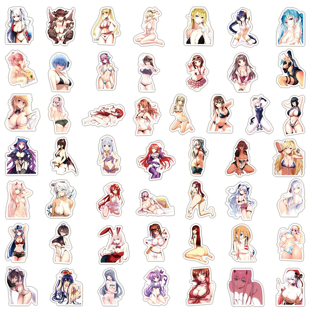 10/30/50/100PCS Anime Sexy Mixed Girl Hentai Waifu PVC Graffiti Stickers for Phone Luggage Laptop DIY Manga Sticker Party Gifts