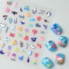 Sea Animals 5D Nail Stickers Ongle Nail Supplies Fake Nail Tapes Embosses Decals 1