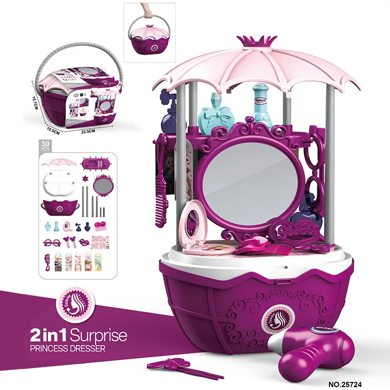 4in1 Cute Ice Cream Play House Trolley Candy Cart Simulation Makeup Medical Station Shopping Princess Car Toy For Children Gift 6