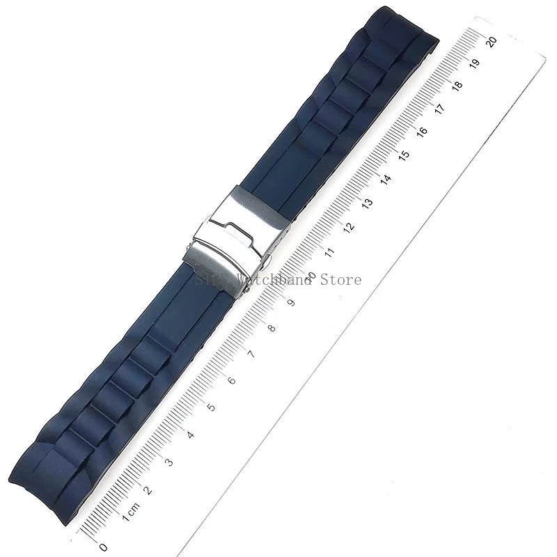 Curved Silicone Sport Watch Band with Folding Buckle - Unisex Replacement Wristband Bracelet