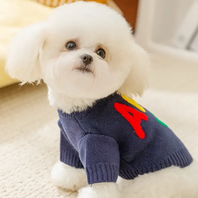반려동물 탄성 후드, 흰색 스마일 스웨터, 중소형 개에 적합, 용수철 및 가을
