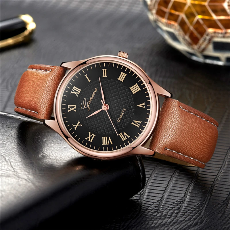 Men's Watches Geneva Brand Simple Business Wrist Watch Luxury Leather Strap Analog Quartz Wristwatches Man Clock montre homme 3