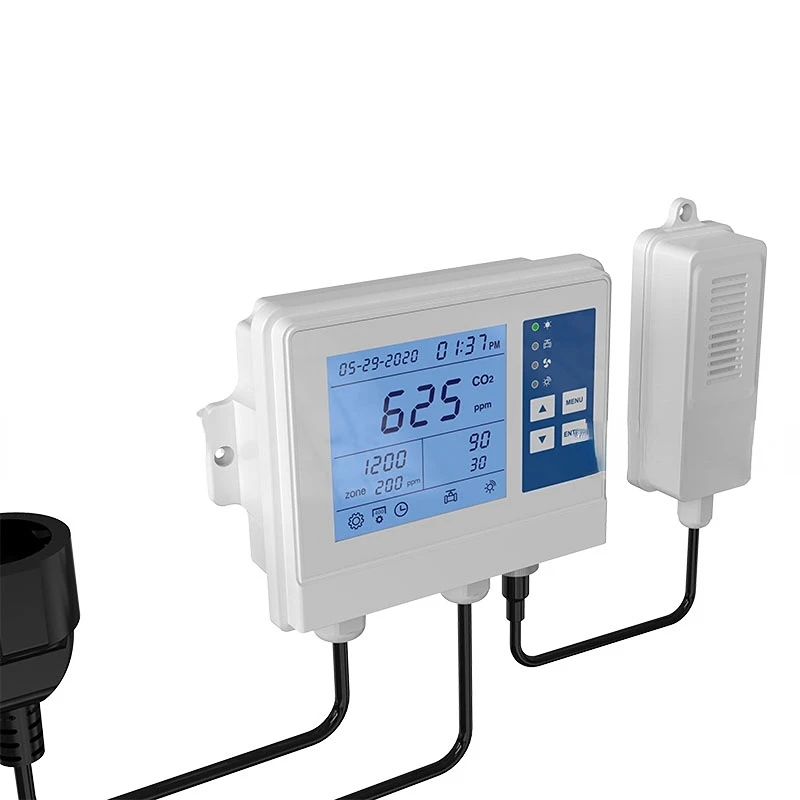 CO2 Controller for greenhouse, Grow Rooms & Tents carbon dioxide monitor and controller with remote CO2 sensor