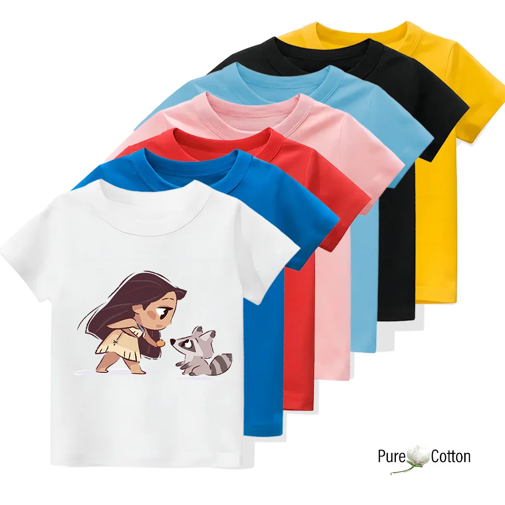 Four Seasons Kids T-shirt Disney 2 Little Fox and Little Girl Print Cute casual short sleeve Tops 100% cotton crewneck T-shirt 5