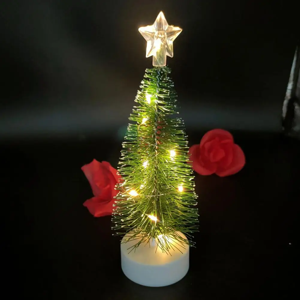 3pcs Led Mini Christmas Tree Desktop Decoration Ornaments Photography Props With Colorful Lights For Home