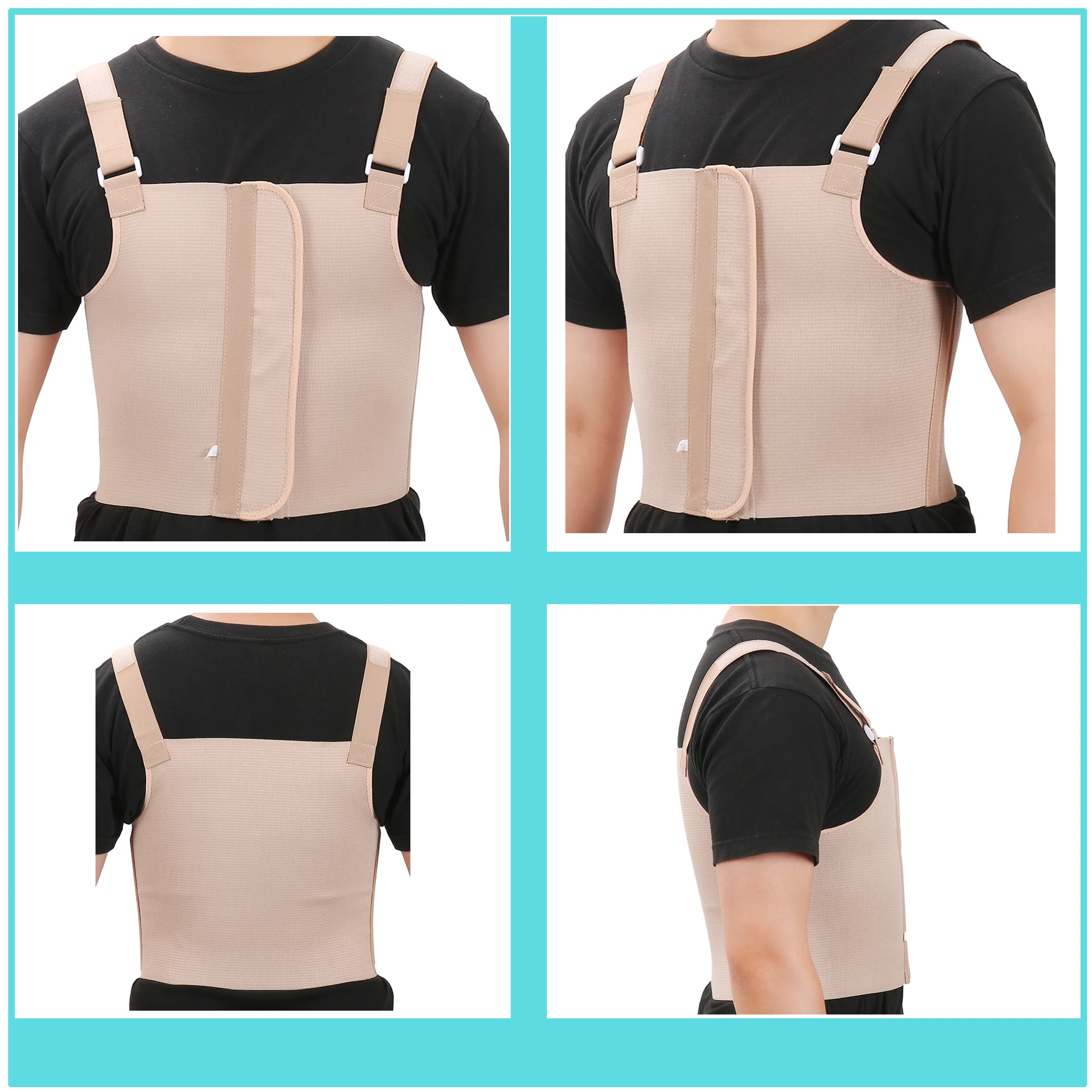 Men Rib Injury Belt Chest Binder, Chest Brace Chest Compression Suppor Rib Bandage Wrap for Sternum Injuries 4