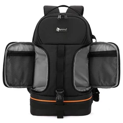 Waterproof Camera Backpack with Reflective Stripe and Shockproof Padding for Laptop and Tripod Storage (Gray)