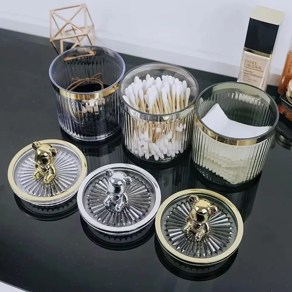 Cute Bear Cotton Pad Holder Cotton Swab Rod Storage Box Cosmetics Jewelry Bathroom Qtip Makeup Container Lipstick Organizer Box 4