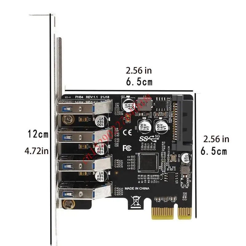 4 포트 PCIe-USB 확장 카드 7 8 10 연결 Adapte 72XA용 Express 카드 데스크탑용 USB