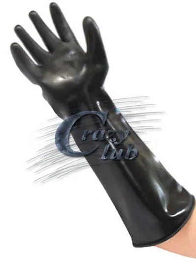 100% Pure Natural Latex Hood Mask Fetish Rubber Fetish Latex Gloves Elbow Length Heavy Gloves
