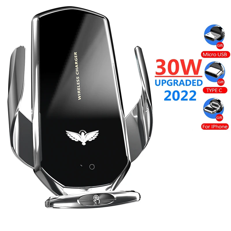 

30W Fast Wireless Charger Automatic Clamp Car Holder Magnetic Charger for iphone13 12 11 Samsung Huawei Qi Wireless Charge Mount