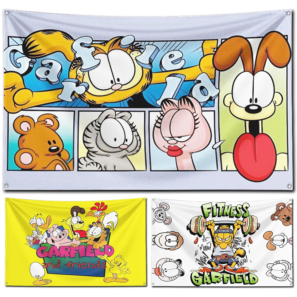 

60x90cm Garfields Flag Polyester Digital Printing Banner for Garage Wall Art Out Door Decoration