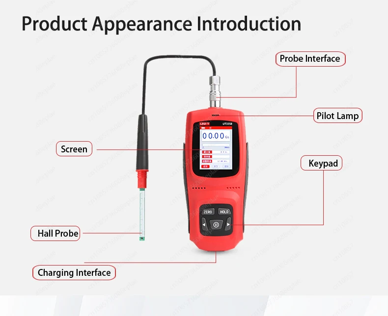 UT335C Permanent Magnet Gauss Meter Handheld Digital Tesla Meter Magnetic Flux Surface Magnetic Field 1% Accuracy