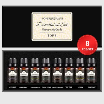 10ml Ricarica Fragranza Olio Essenziale per Diffusore di Profumo Umidificatore Auto Home Office Deodorante Estratti Vegetali Misti 8 pz/set